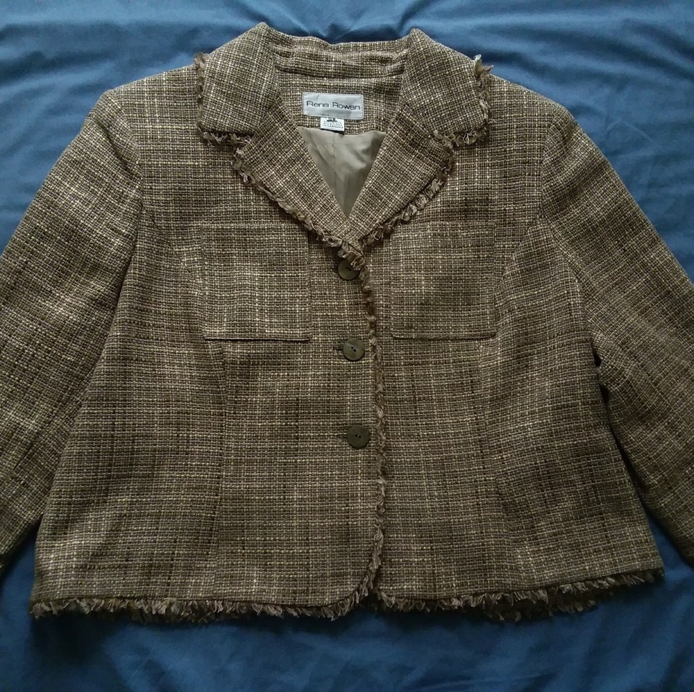 $159 NWT | RENA ROWAN Fringe Tweed Jacket | Women's Size 16W